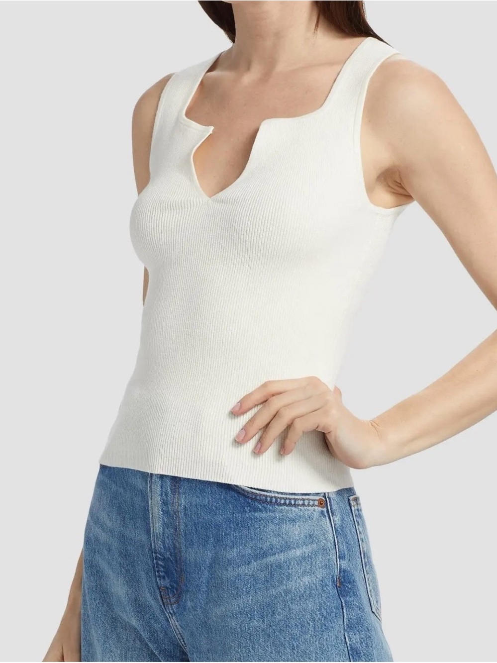 Reformation Rylie Navy Square-Neck Ribbed Tank Top BNWT - Picture 6 of 6